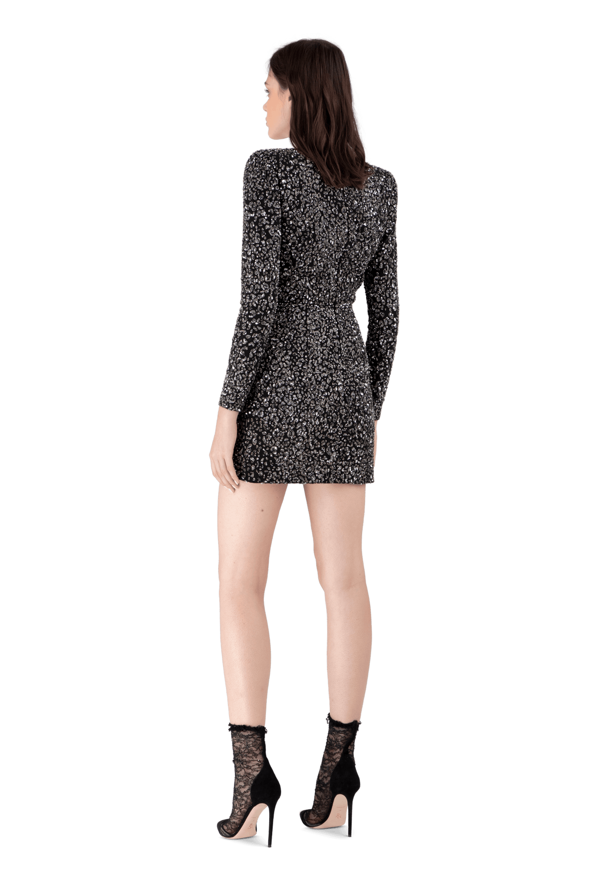 Black Georgette Sequin Mini Dress